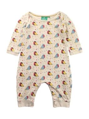 LITTLE GREEN RADICALS LONG SLEEVE JUMPSUIT 6-9 month birds organic cotton